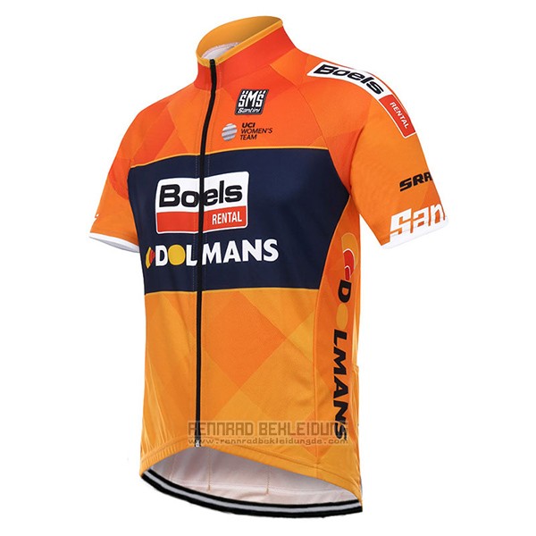 2017 Fahrradbekleidung Boels Dolmans Orange Trikot Kurzarm und Tragerhose